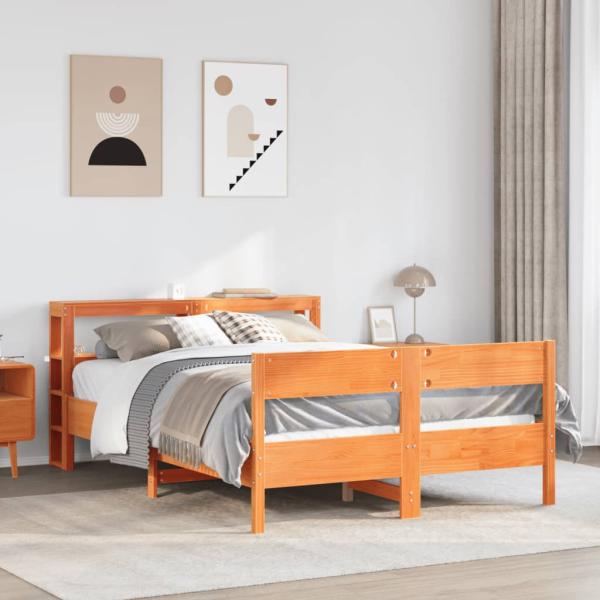 ARDEBO.de - Massivholzbett ohne Matratze Wachsbraun 120x190 cm Kiefernholz