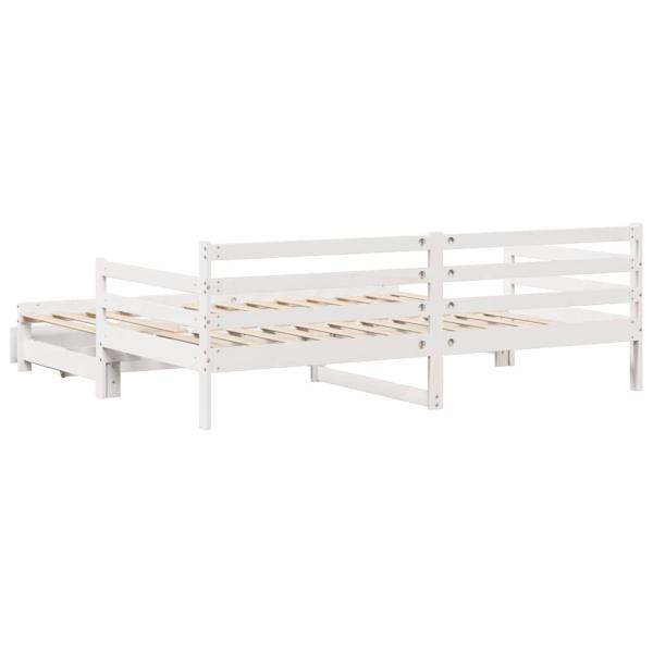 ARDEBO.de - Tagesbett Ausziehbar mit Schubladen ohne Matratze Weiß 90x200cm