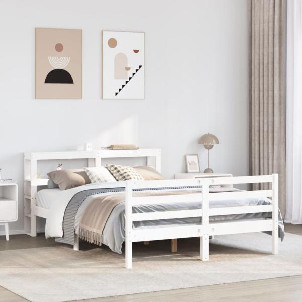 ARDEBO.de - Massivholzbett ohne Matratze Weiß 160x200 Kiefernholz