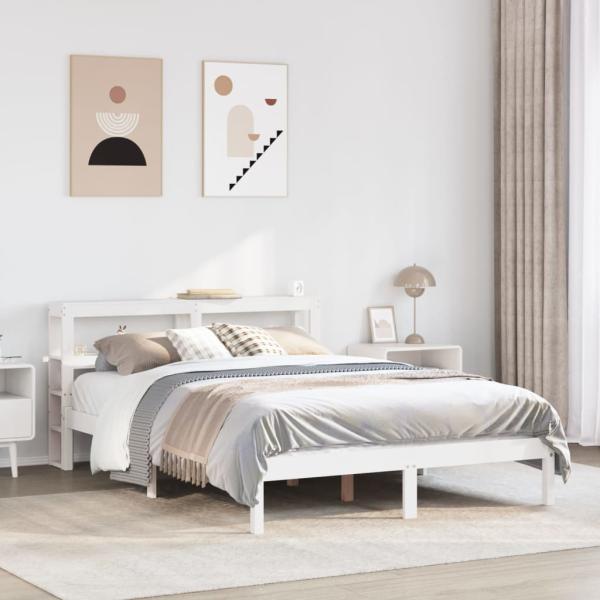 ARDEBO.de - Massivholzbett ohne Matratze Weiß 160x200 Kiefernholz