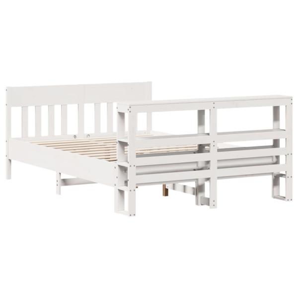 Massivholzbett ohne Matratze Weiß 135x190 cm Kiefernholz