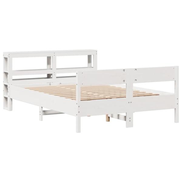 ARDEBO.de - Massivholzbett ohne Matratze Weiß 135x190 cm Kiefernholz