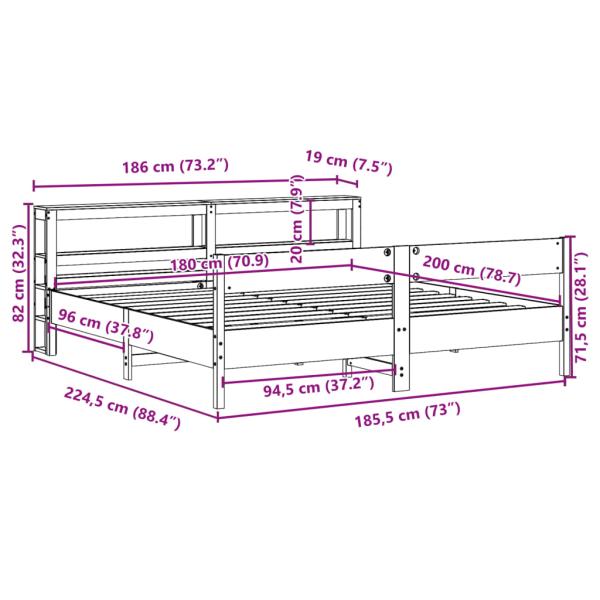 Massivholzbett ohne Matratze Weiß 180x200 cm Kiefernholz