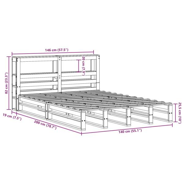 Massivholzbett ohne Matratze 140x200 cm Kiefernholz