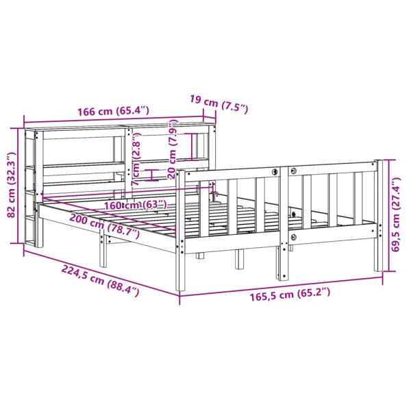Massivholzbett ohne Matratze Weiß 160x200 Kiefernholz
