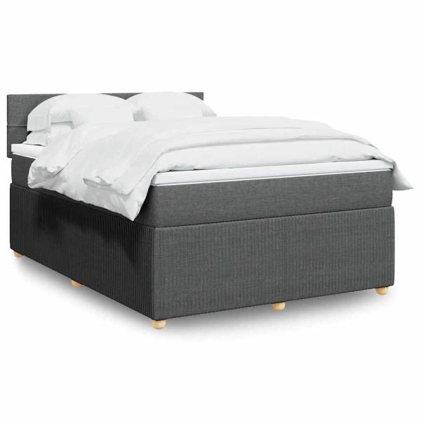 ARDEBO.de - Boxspringbett mit Matratze Dunkelgrau 160x200 cm Stoff