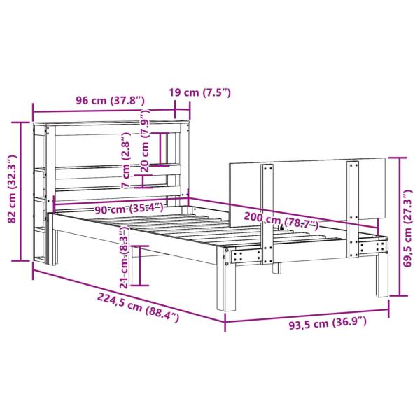 Bettgestell mit Kopfteil ohne Matratze 90x200 cm