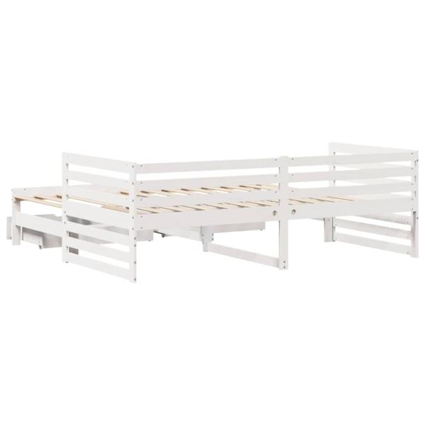 Tagesbett mit Schubladen Weiß 90x200 cm Kiefernholz