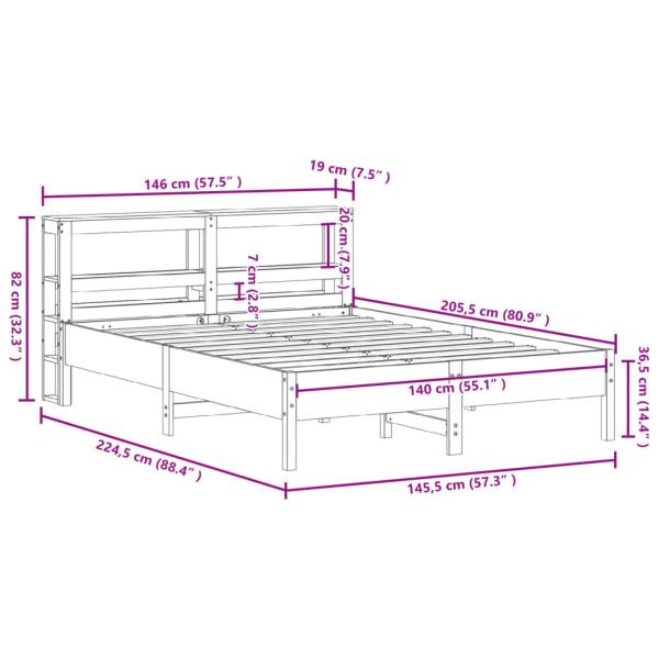 Massivholzbett ohne Matratze 140x200 cm Kiefernholz