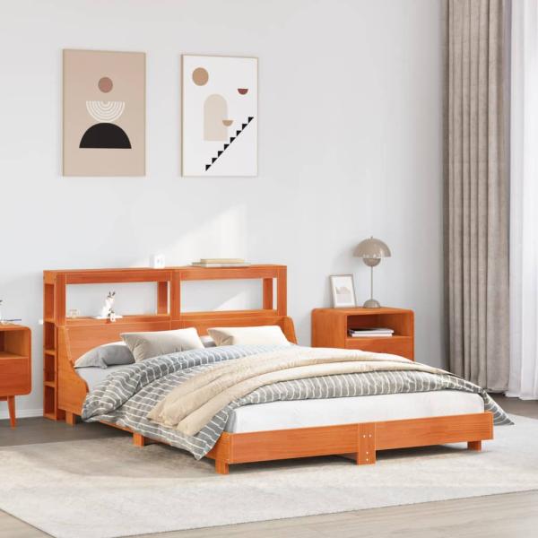 ARDEBO.de - Massivholzbett ohne Matratze Wachsbraun 120x190 cm Kiefernholz