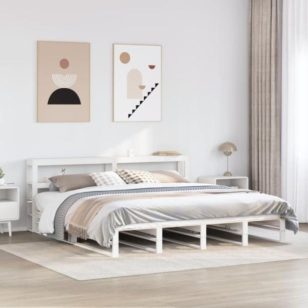 ARDEBO.de - Massivholzbett ohne Matratze Weiß 180x200 cm Kiefernholz