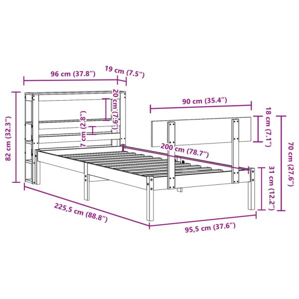 Massivholzbett ohne Matratze Weiß 90x200 cm Kiefernholz