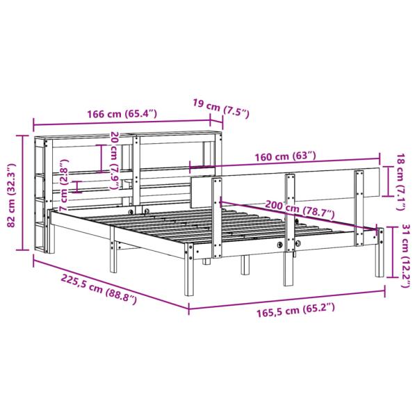 Massivholzbett ohne Matratze Weiß 160x200 Kiefernholz