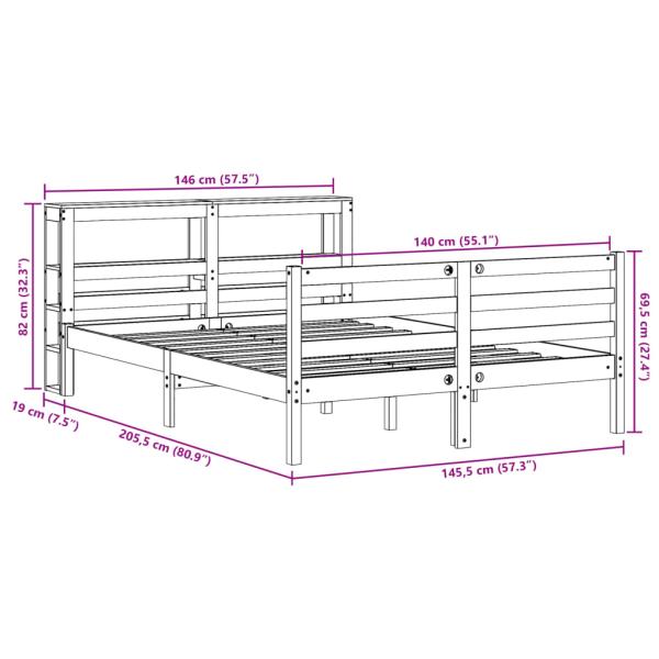 Massivholzbett ohne Matratze 140x200 cm Kiefernholz