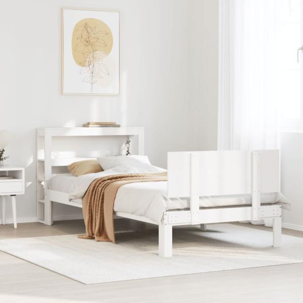ARDEBO.de - Bettgestell mit Kopfteil ohne Matratze Weiß 90x190 cm
