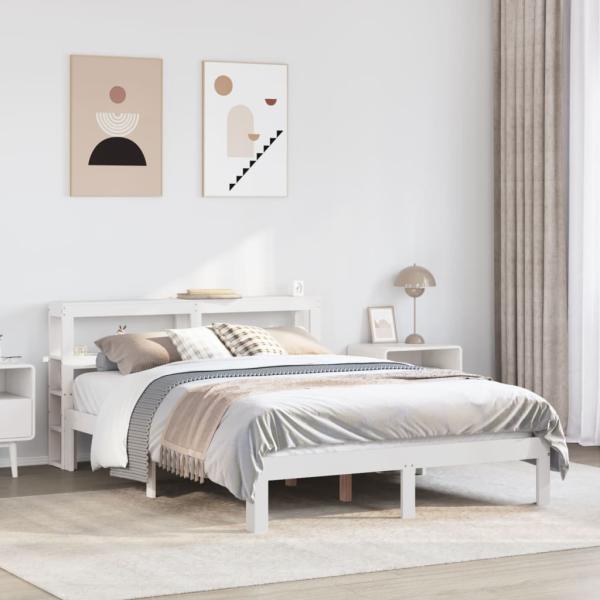 ARDEBO.de - Bettgestell mit Kopfteil ohne Matratze Weiß 160x200 cm