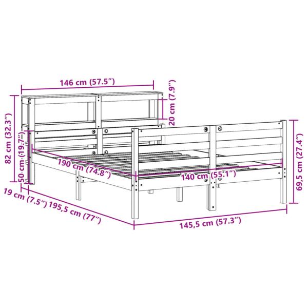 Bettgestell mit Kopfteil ohne Matratze 140x190 cm