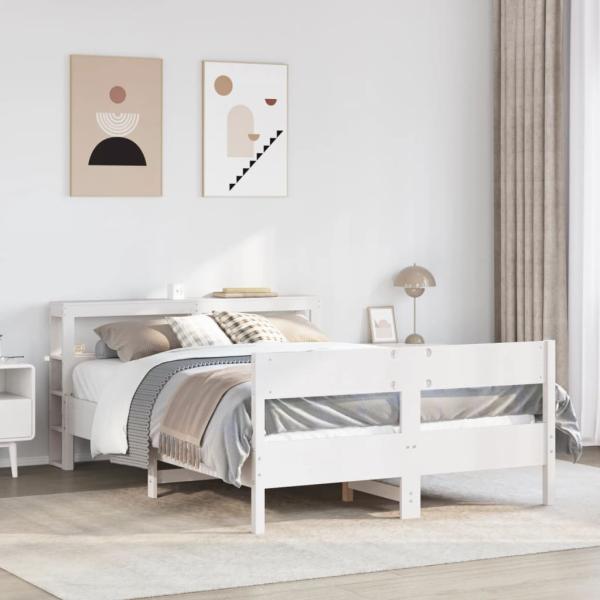 ARDEBO.de - Massivholzbett ohne Matratze Weiß 160x200 Kiefernholz