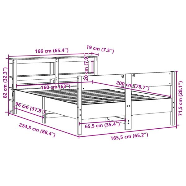 Massivholzbett ohne Matratze Weiß 160x200 Kiefernholz