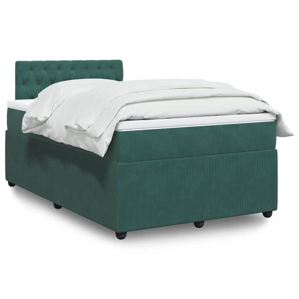 ARDEBO.de - Boxspringbett mit Matratze Dunkelgrün 120x200 cm Samt
