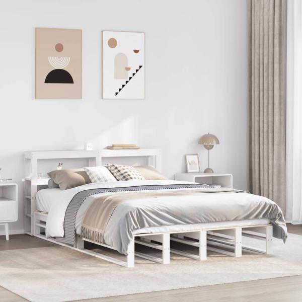 ARDEBO.de - Massivholzbett ohne Matratze Weiß 120x190 cm Kiefernholz