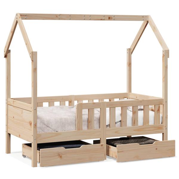 ARDEBO.de - Kinderbett mit Schubladen 70x140 cm Massivholz Kiefer