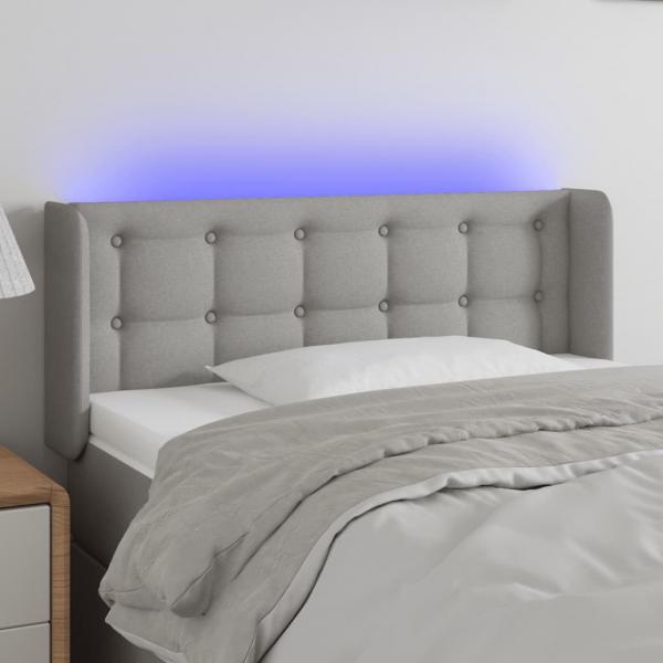 ARDEBO.de - LED Kopfteil Hellgrau 83x16x78/88 cm Stoff