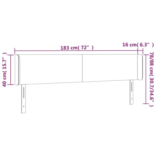 LED Kopfteil Dunkelgrau 183x16x78/88 cm Stoff