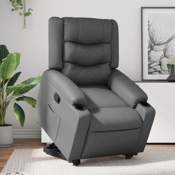 ARDEBO.de - Relaxsessel mit Aufstehhilfe Grau Kunstleder