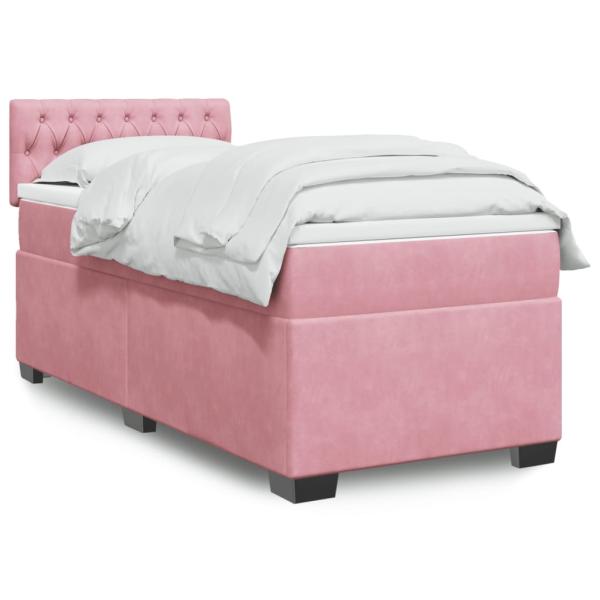 ARDEBO.de - Boxspringbett mit Matratze Rosa 90x200 cm Samt