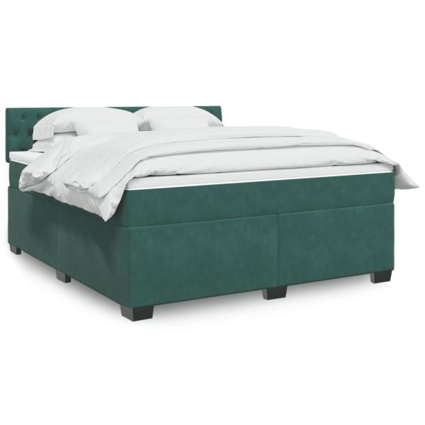 ARDEBO.de - Boxspringbett mit Matratze Dunkelgrün 180x200 cm Samt