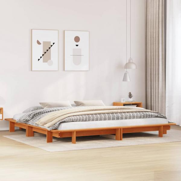 ARDEBO.de - Massivholzbett ohne Matratze Wachsbraun 180x200 Kiefernholz