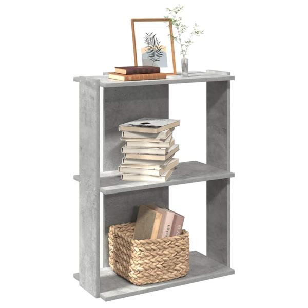 ARDEBO.de - Bücherregal 3 Böden Betongrau 60x30x80 cm Holzwerkstoff