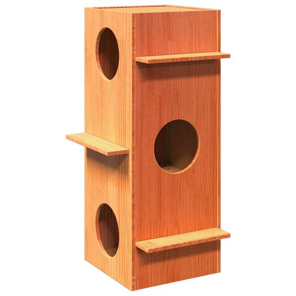 ARDEBO.de - Katzenhaus Wachsbraun 43x43x90 cm Massivholz Kiefer