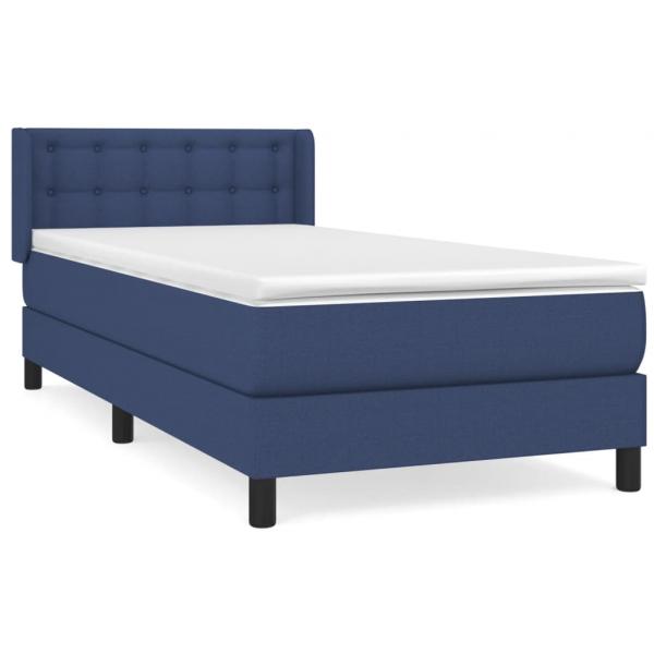 Boxspringbett mit Matratze Blau 90x200 cm Stoff