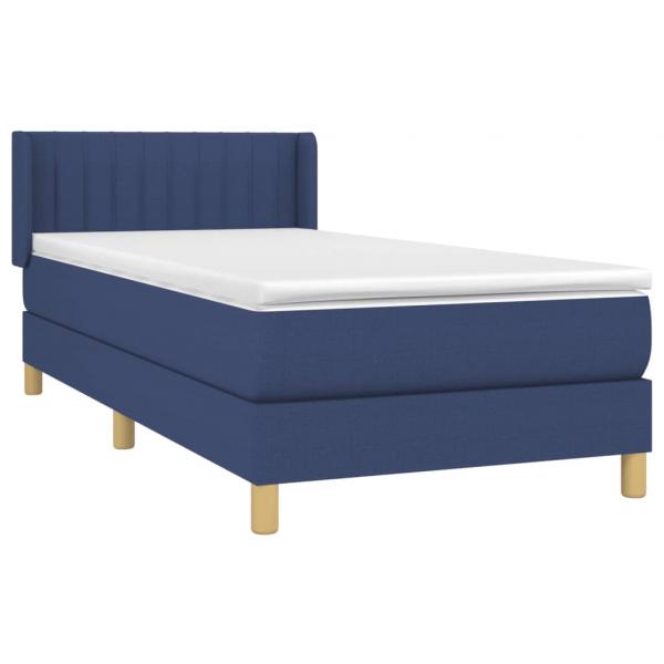 Boxspringbett mit Matratze Blau 90x200 cm Stoff
