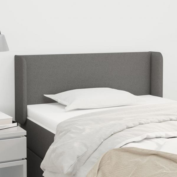 ARDEBO.de - Kopfteil mit Ohren Dunkelgrau 83x16x78/88 cm Stoff
