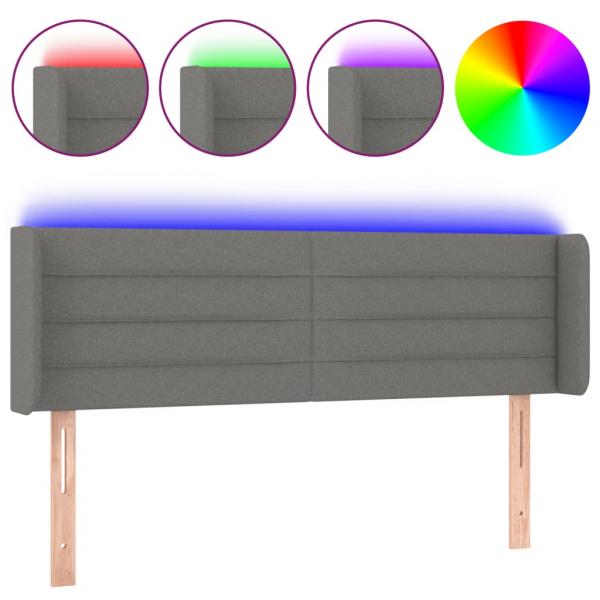 LED Kopfteil Dunkelgrau 147x16x78/88 cm Stoff