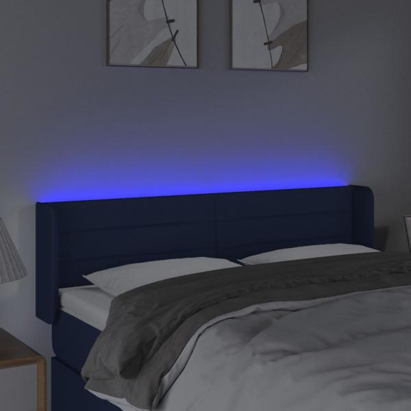 LED Kopfteil Blau 147x16x78/88 cm Stoff