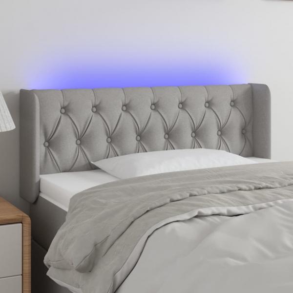 ARDEBO.de - LED Kopfteil Hellgrau 103x16x78/88 cm Stoff