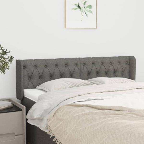 ARDEBO.de - Kopfteil mit Ohren Dunkelgrau 147x16x78/88 cm Stoff