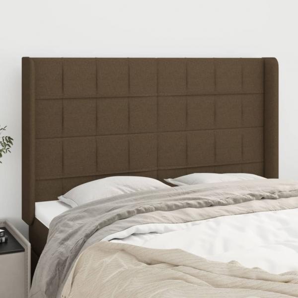 ARDEBO.de - Kopfteil mit Ohren Dunkelbraun 147x16x118/128 cm Stoff