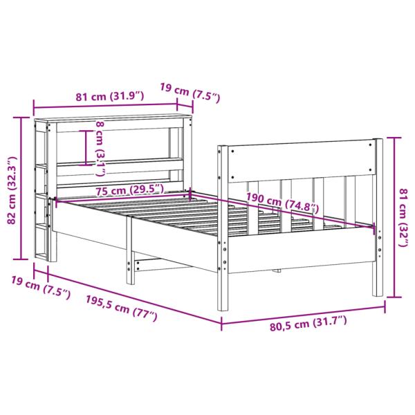 Massivholzbett ohne Matratze 75x190 cm Kiefernholz