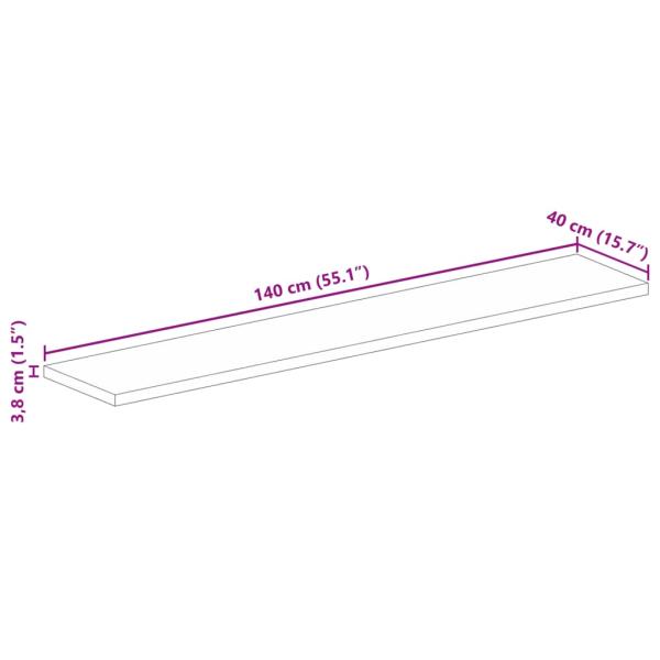 Tischplatte 140x40x3,8 cm Rechteckig Raues Massivholz Mango