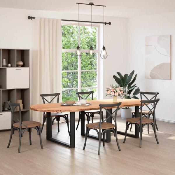Tischplatte Hellbraun 280x120x4 cm Massivholz Eiche Oval