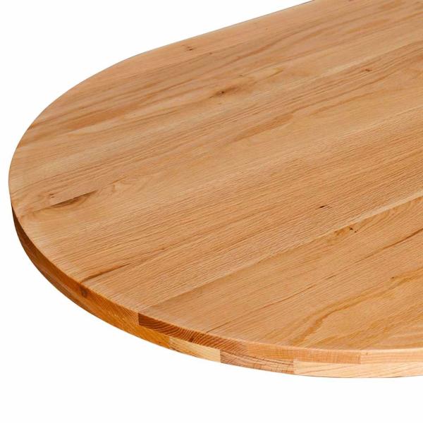 Tischplatte Hellbraun 280x120x4 cm Massivholz Eiche Oval