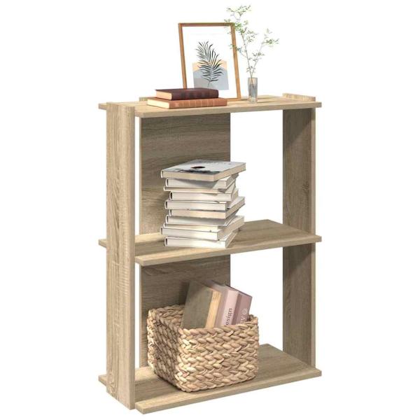 ARDEBO.de - Bücherregal 3 Böden Sonoma-Eiche 60x30x80 cm Holzwerkstoff