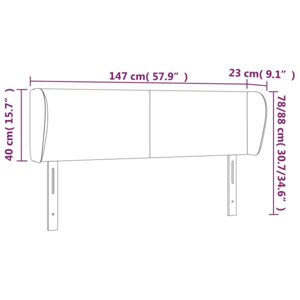 Kopfteil mit Ohren Grau 147x23x78/88 cm Kunstleder