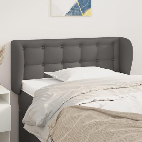 ARDEBO.de - Kopfteil mit Ohren Grau 103x23x78/88 cm Kunstleder