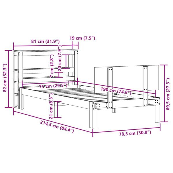 Bettgestell mit Kopfteil ohne Matratze 75x190 cm